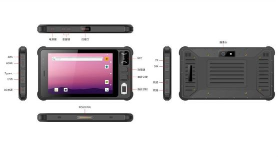 8 Inch Mini Rugged Android Tablet 2D Scanner HDMI 1000 Nits Display